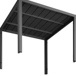 Tectake Aluminium Tuintafel Maren Met In Hoogte Verstelbare Poten 90x90x74,5cm - Zwart