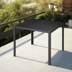 Tectake Aluminium Tuintafel Maren Met In Hoogte Verstelbare Poten 90x90x74,5cm - Zwart