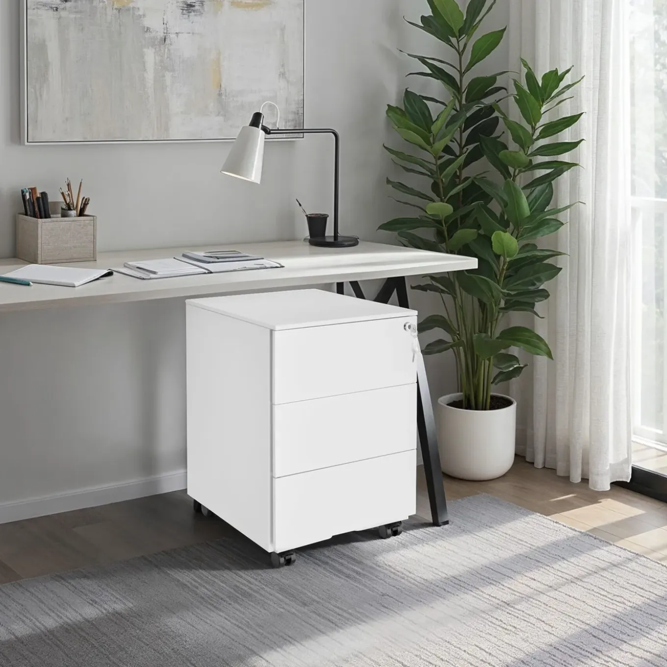 Tectake Archiefkast Magna Met 3 Afsluitbare Lades - Wit