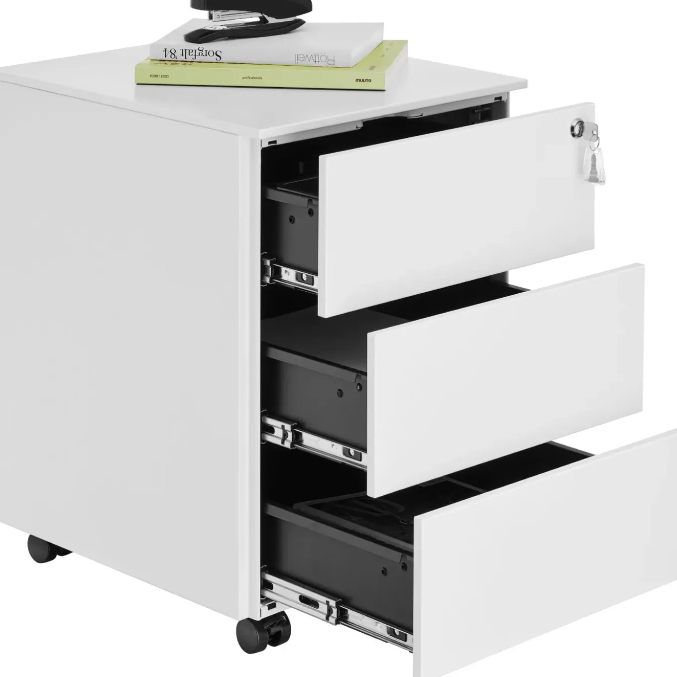 Tectake Archiefkast Magna Met 3 Afsluitbare Lades - Wit