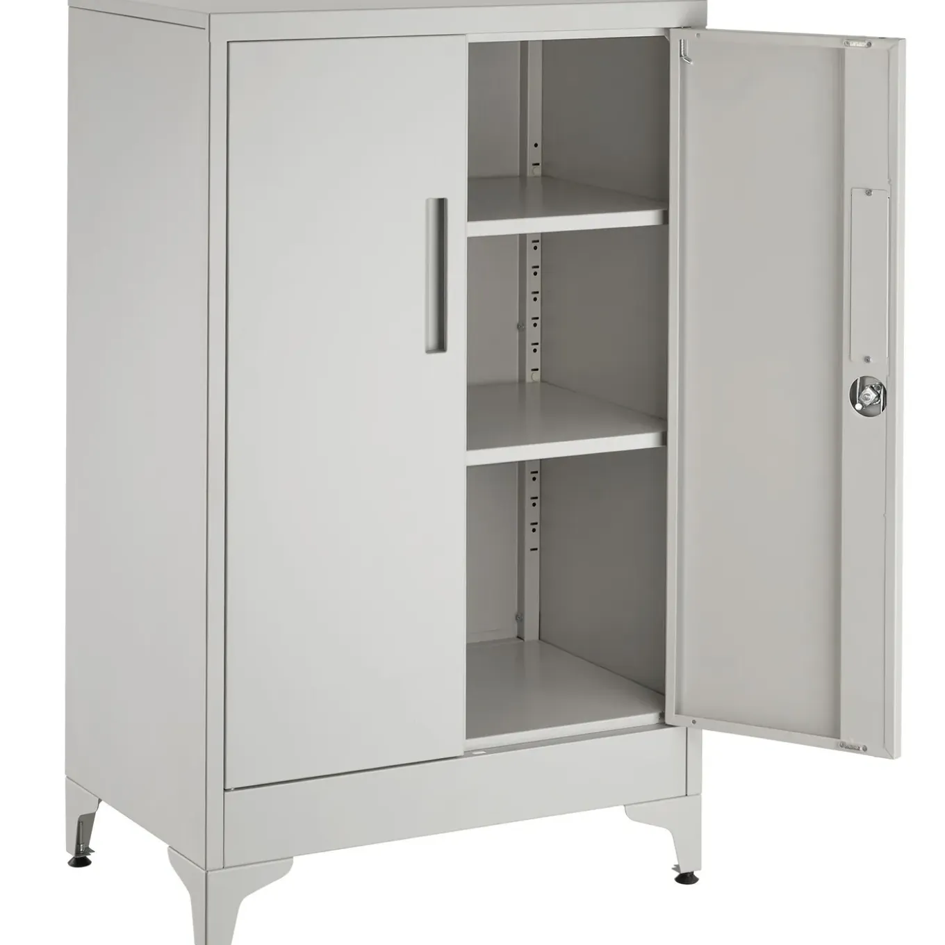Tectake - Archiefkast - Staal - Grijs - 3 Verstelbare Vakken - Met Slot - 60x40x100cm