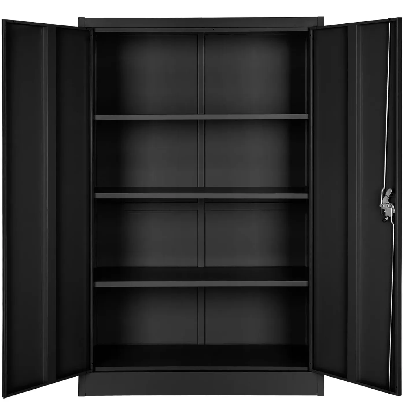 Tectake Archiefkast - Zwart - Metalen - Met Slot - 4 Vakken - Verstelbare Planken