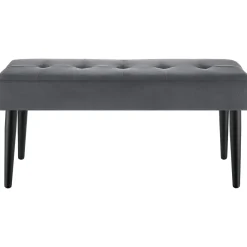 Tectake Bankje Fluweellook Met Stalen Poten Grijs 95x38x45 Cm - Gepolsterd Zitbank Hocker