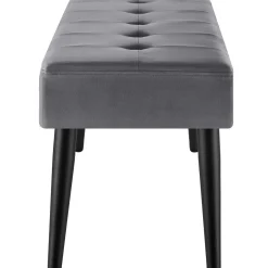 Tectake Bankje Fluweellook Met Stalen Poten Grijs 95x38x45 Cm - Gepolsterd Zitbank Hocker