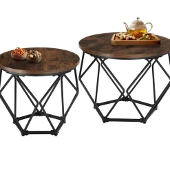 Tectake 2 Benham Salontafels - Industrieel Hout Donker - Rustiek