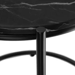Tectake Bijzettafel Ellsa - Marmerlook - Stalen Frame - Zwart/zwart