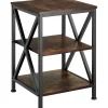 Tectake Bijzettafel Nottingham 40,5x40,5x60,5cm - Industrieel Hout Donker - Rustiek