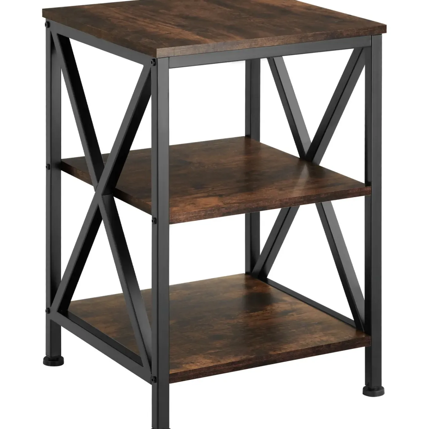 Tectake Bijzettafel Nottingham 40,5x40,5x60,5cm - Industrieel Hout Donker - Rustiek