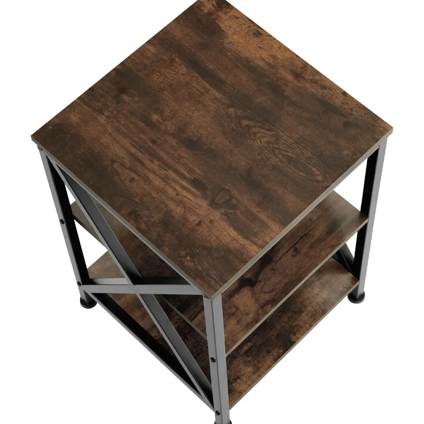 Tectake Bijzettafel Nottingham 40,5x40,5x60,5cm - Industrieel Hout Donker - Rustiek