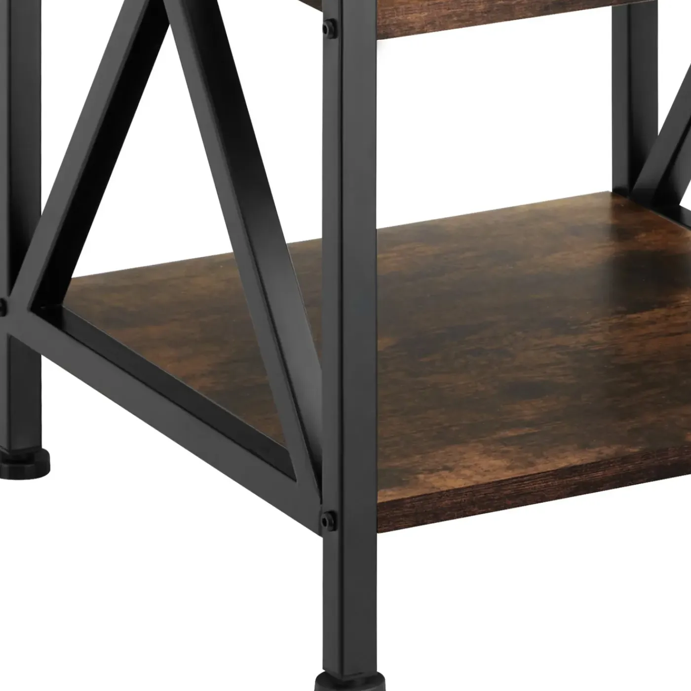 Tectake Bijzettafel Nottingham 40,5x40,5x60,5cm - Industrieel Hout Donker - Rustiek