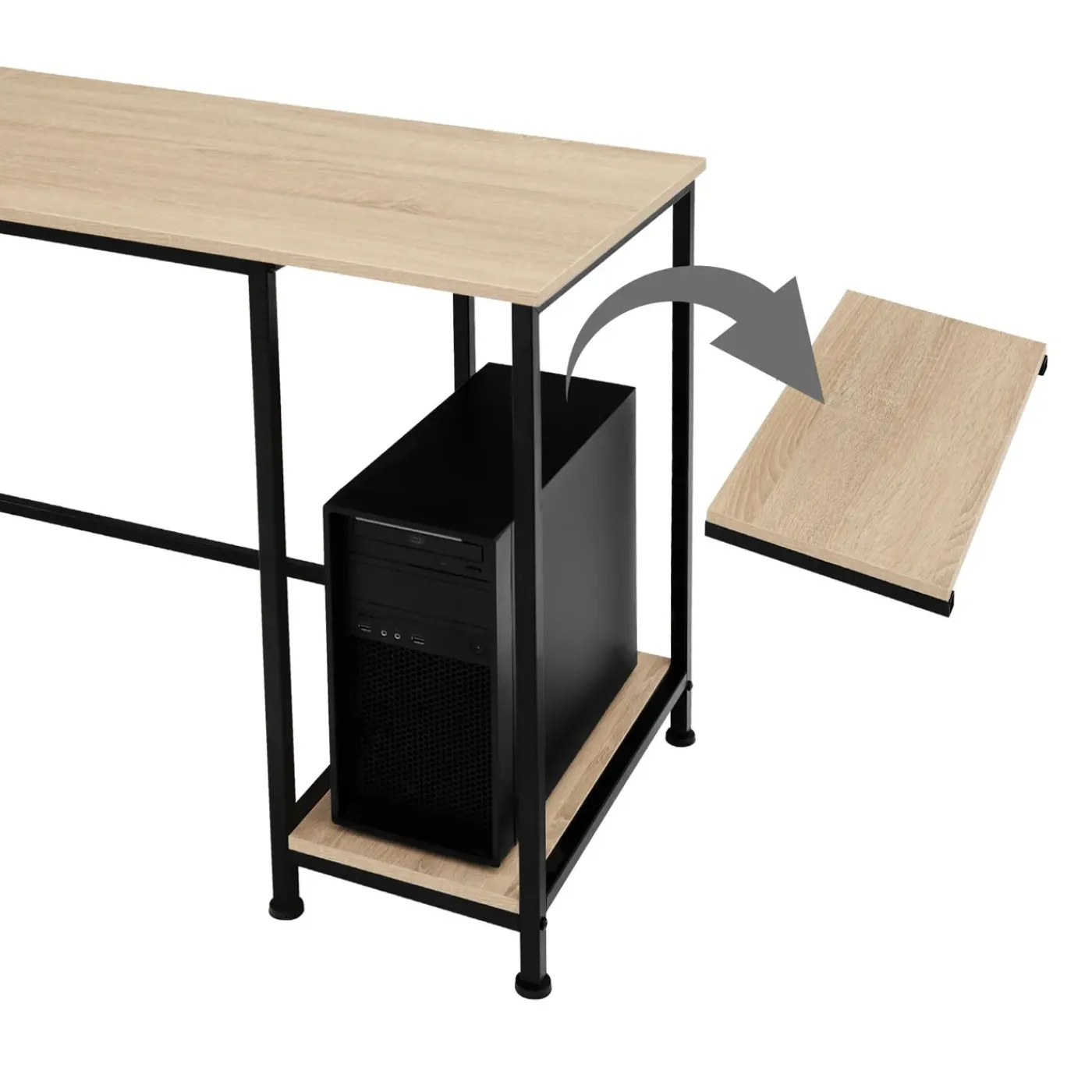 Tectake Bureau Stoke 137x55x75cm - Industrieel Licht Hout - Eiken Sonoma