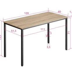 Tectake Bureau Vanport 120x60x75,5cm - Industrieel Licht Hout - Eiken Sonoma