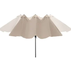 Tectake Dubbele Parasol Silia 460x270 Cm Met 3 Windvakken - Beige