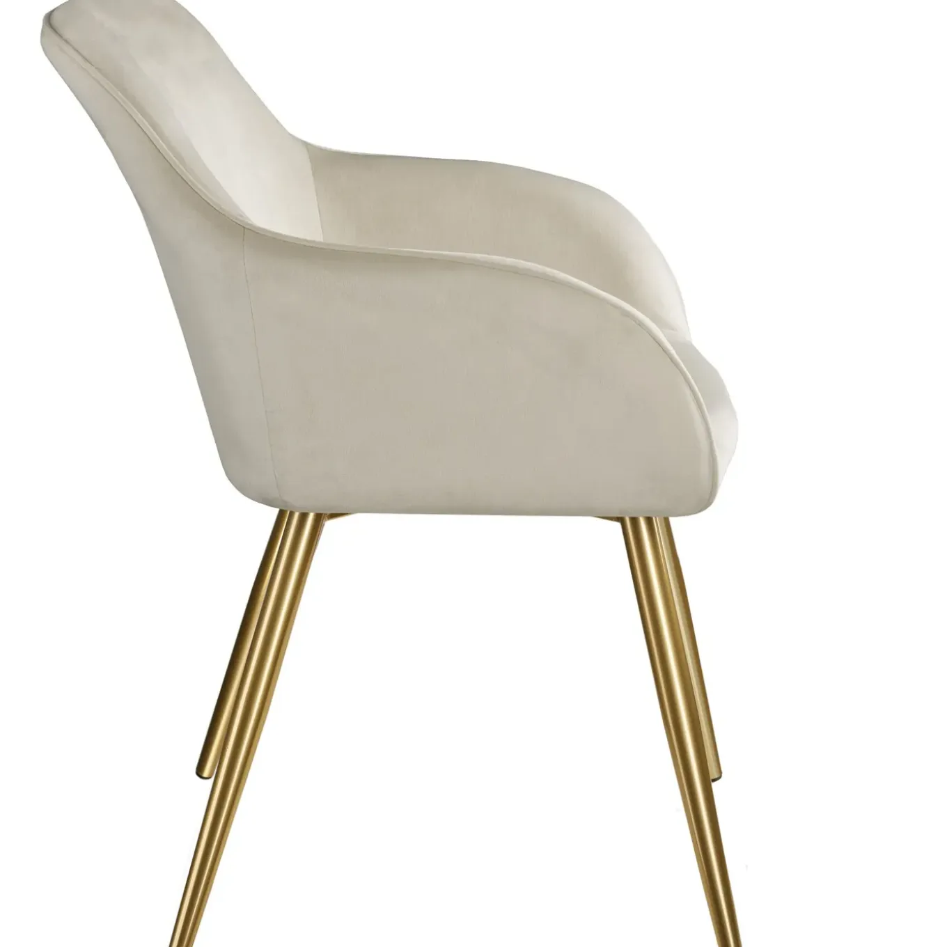 Tectake Eetkamerstoel - Creme Goud - Bekleed Fluweellook - Ergonomisch Vormgeving - Kunststofkappen