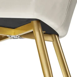 Tectake Eetkamerstoel Set Van 6, Fluweellook, Met Armleuningen, Ergonomisch Design, Crème/goud