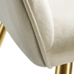 Tectake Eetkamerstoel Set Van 6, Fluweellook, Met Armleuningen, Ergonomisch Design, Crème/goud