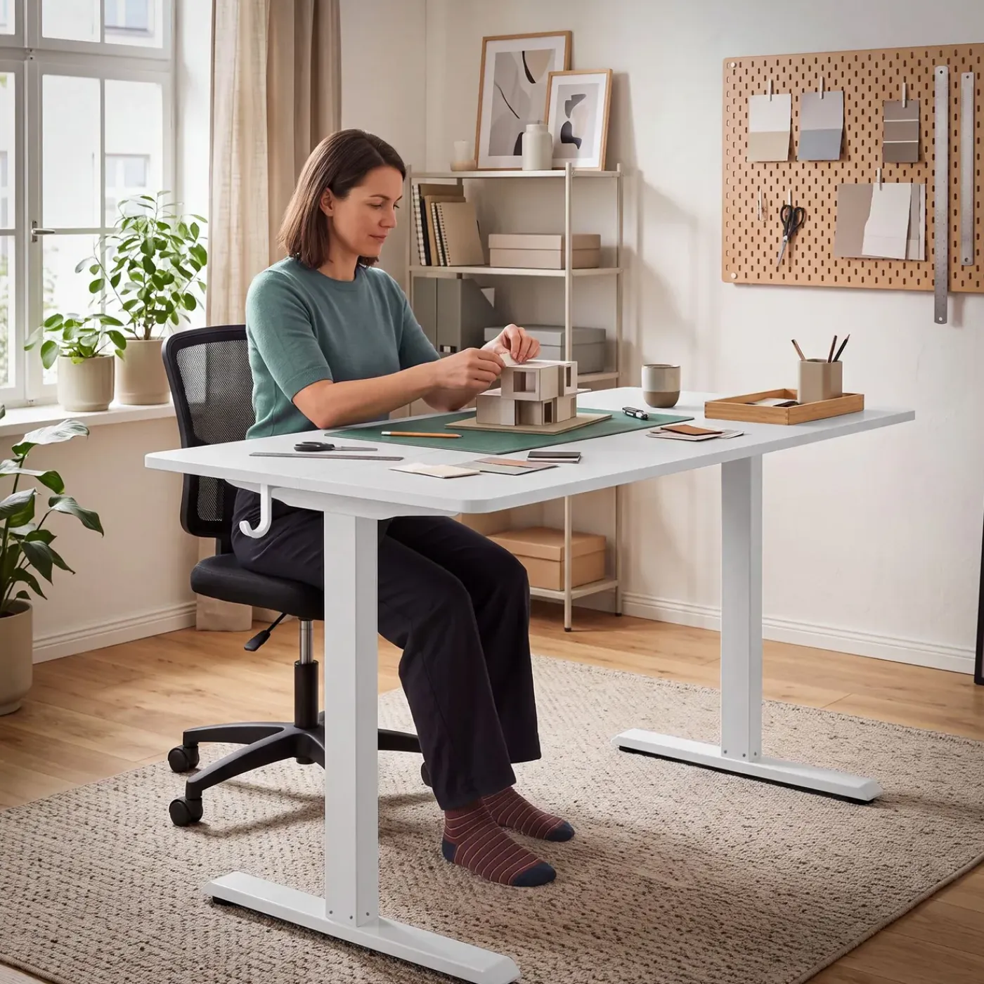 Tectake Elektrisch Verstelbaar Bureau - Onderstel 2 Niveaus - Wit - 120 X 60 Cm - Met Geheugen