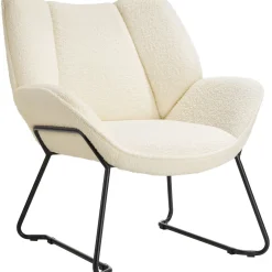Tectake Fauteuil Kjeld Bouclé - Gestoffeerd - 120kg Draagkracht
