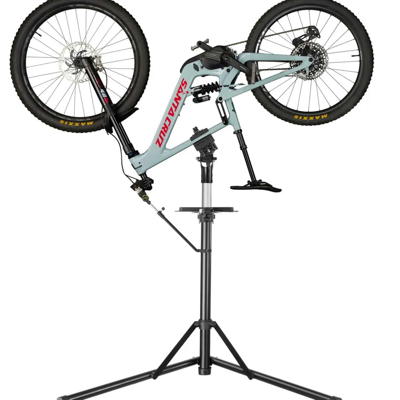 Tectake - Fietsreparatiestandaard - Grijs Zwart - Opvouwbaar - Hoogte Verstelbaar - 360° Klem