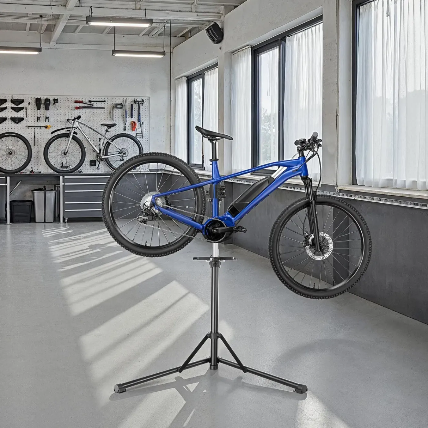 Tectake - Fietsreparatiestandaard - Grijs Zwart - Opvouwbaar - Hoogte Verstelbaar - 360° Klem