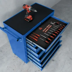 Tectake Gereedschapswagen Met 7 Lades - Blauw