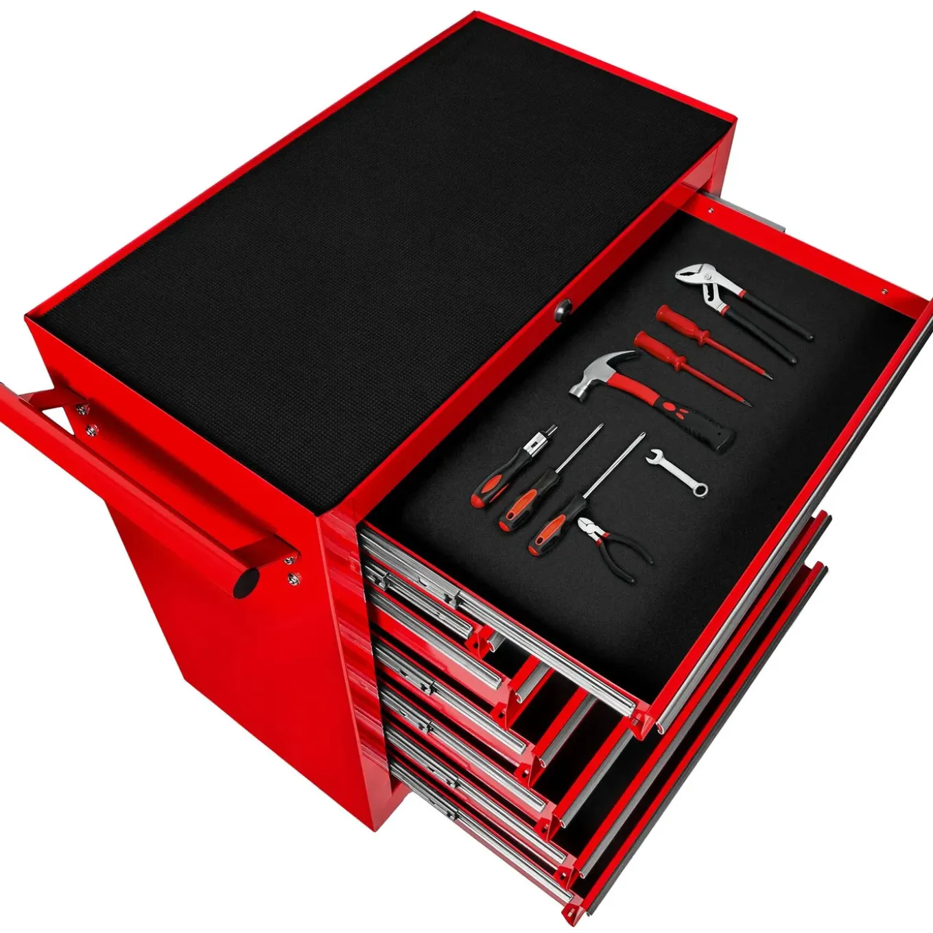 Tectake Gereedschapswagen Met 7 Lades - Rood