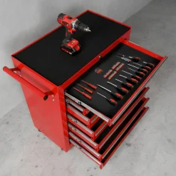 Tectake Gereedschapswagen Met 7 Lades - Rood