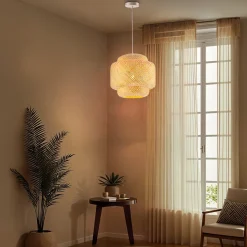 Tectake - Hanglamp Lignea Lux Van Bamboe, In Boho-stijl, 40w - Bruin