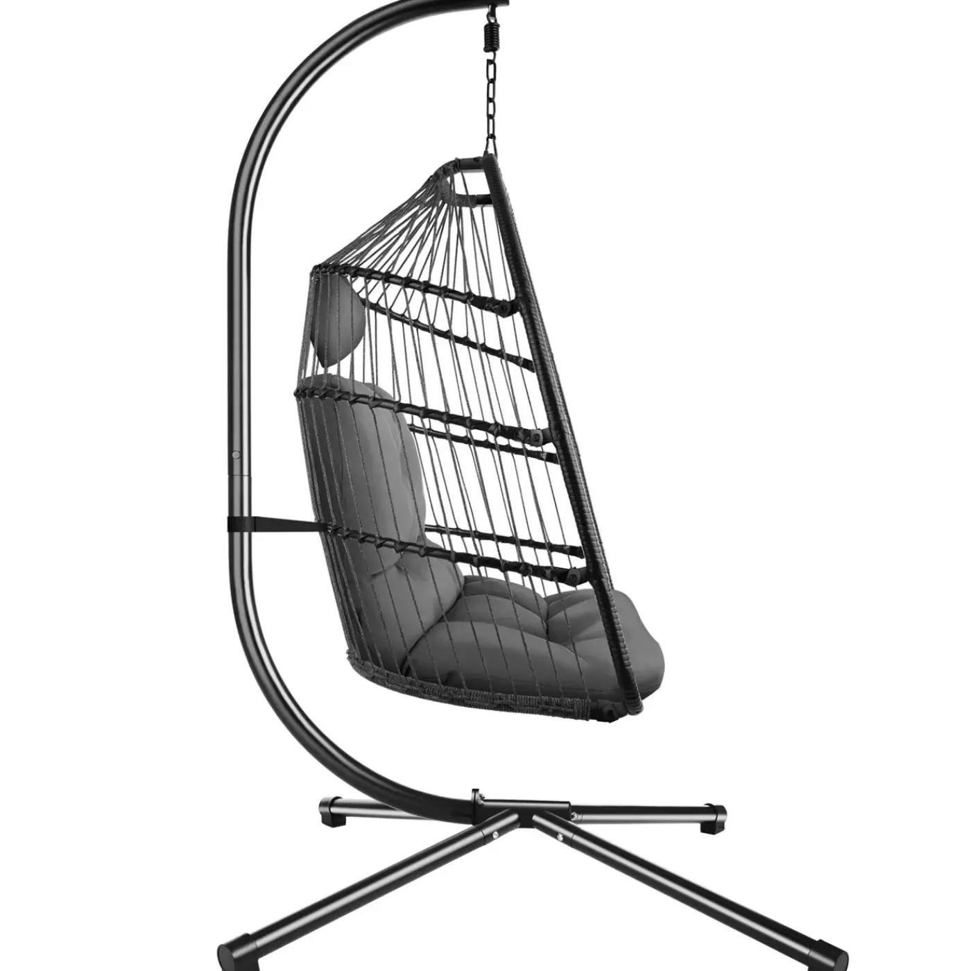 Tectake Hangstoel Ariane Met Standaard En Kussens 160kg - Donkergrijs
