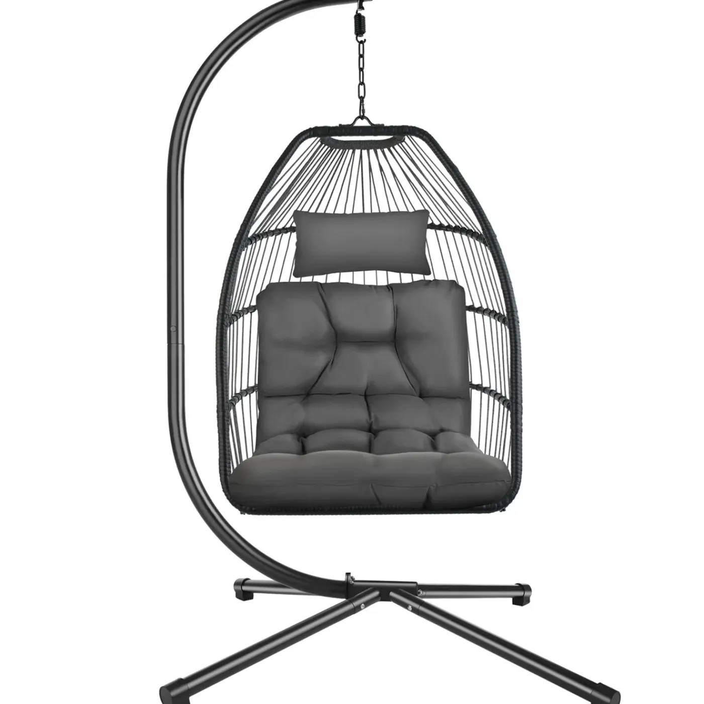 Tectake Hangstoel Ariane Met Standaard En Kussens 160kg - Donkergrijs