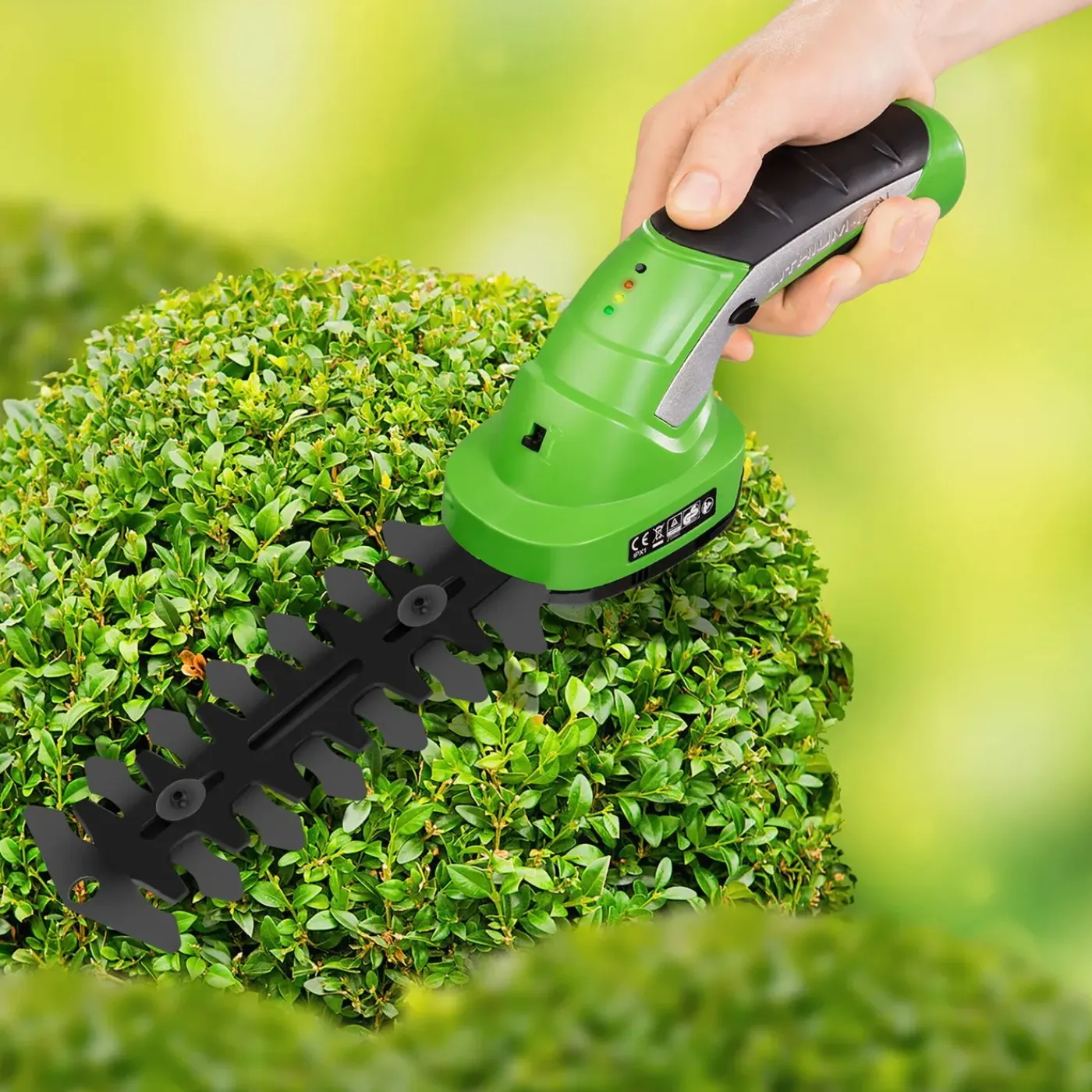 Tectake 2-in-1 Buxus- En Grasschaar Incl. Accu - Heggenschaar Met Ergonomische Telescoopsteel