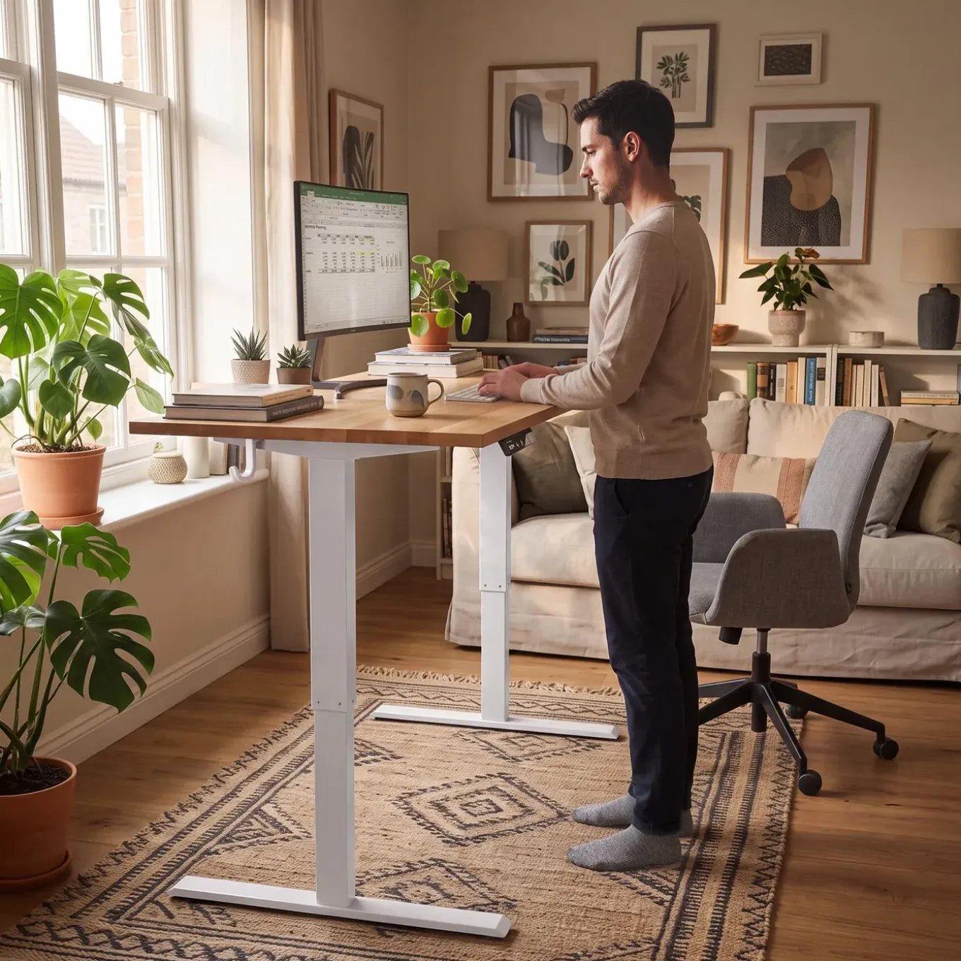 Tectake In Hoogte Verstelbaar Bureau - Elektrisch - 2 Niveaus - Wit - Geheugenfunctie