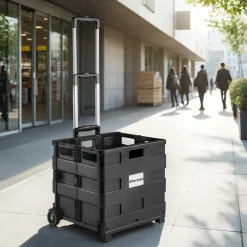 Tectake ® Inkooptrolley - Boodschappen Trolley Opvouwbaar - Zwart