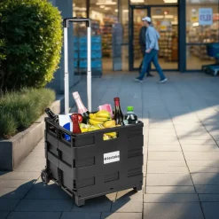 Tectake ® Inkooptrolley - Boodschappen Trolley Opvouwbaar - Zwart