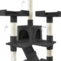 Tectake Krabpaal Barney 170cm - Met 2 Kattenhuisjes - Zwart
