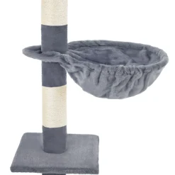 Tectake Krabpaal Dominik 144cm - Met Kattenhuisje - Grijs