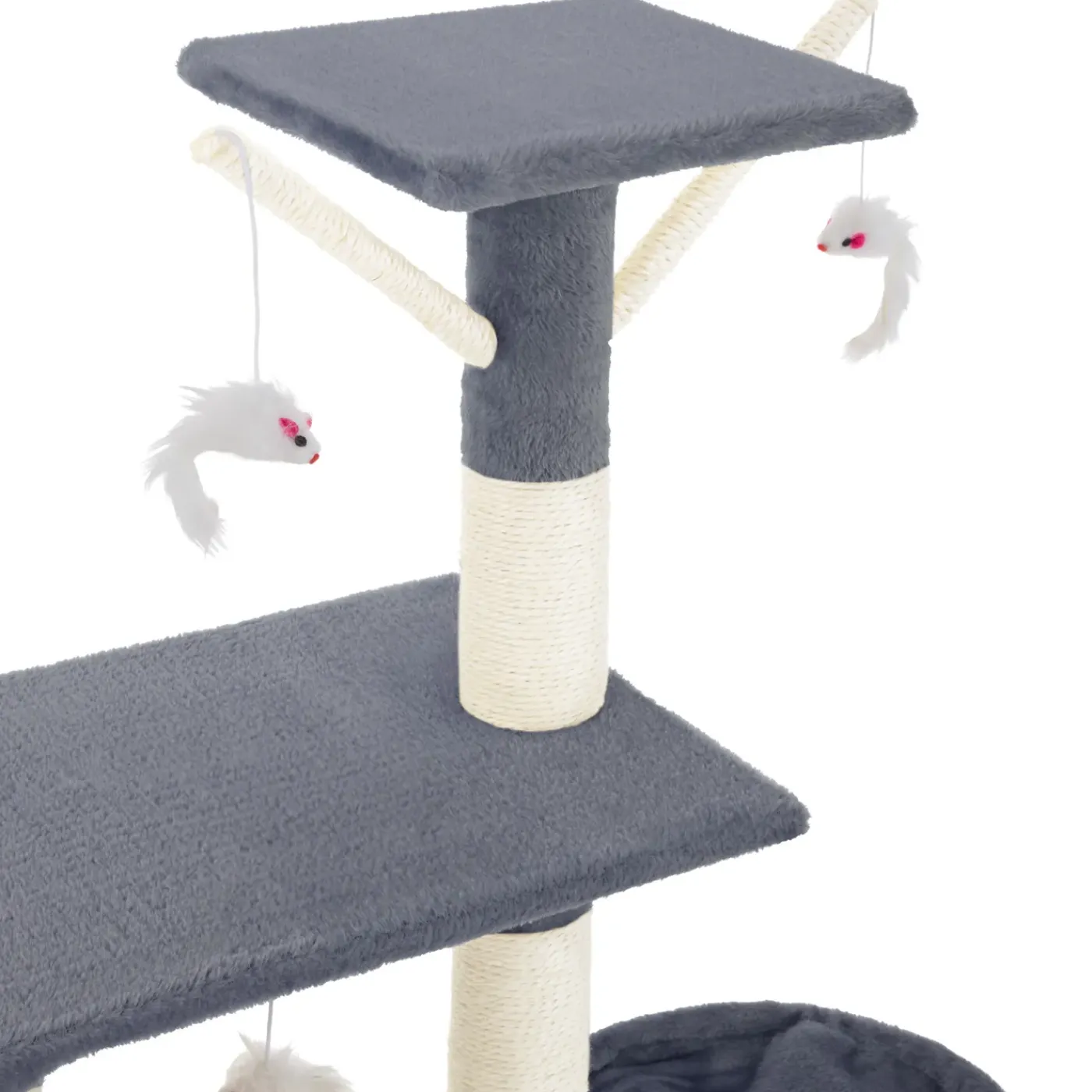 Tectake Krabpaal Dominik 144cm - Met Kattenhuisje - Grijs