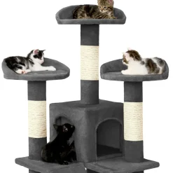 Tectake Krabpaal Mogli 170cm - Met 2 Kattenhuizen - Grijs