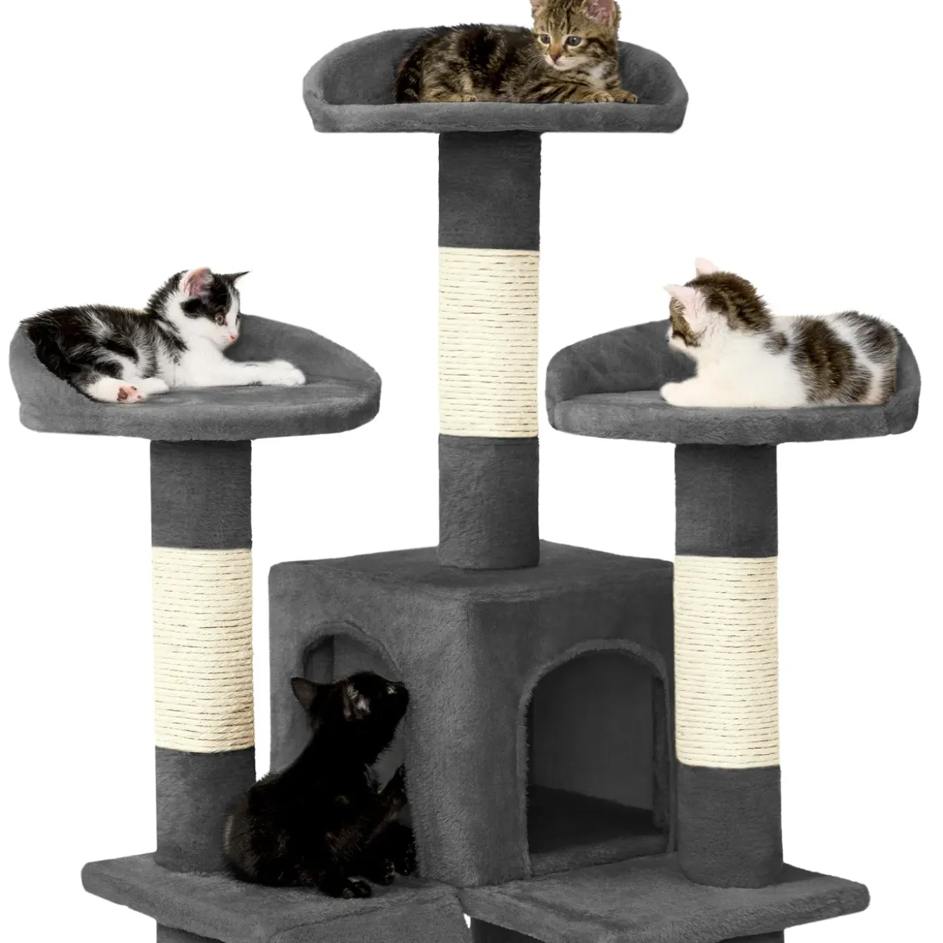 Tectake Krabpaal Mogli 170cm - Met 2 Kattenhuizen - Grijs
