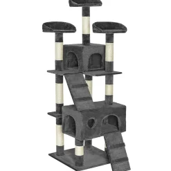 Tectake Krabpaal Mogli 170cm - Met 2 Kattenhuizen - Grijs