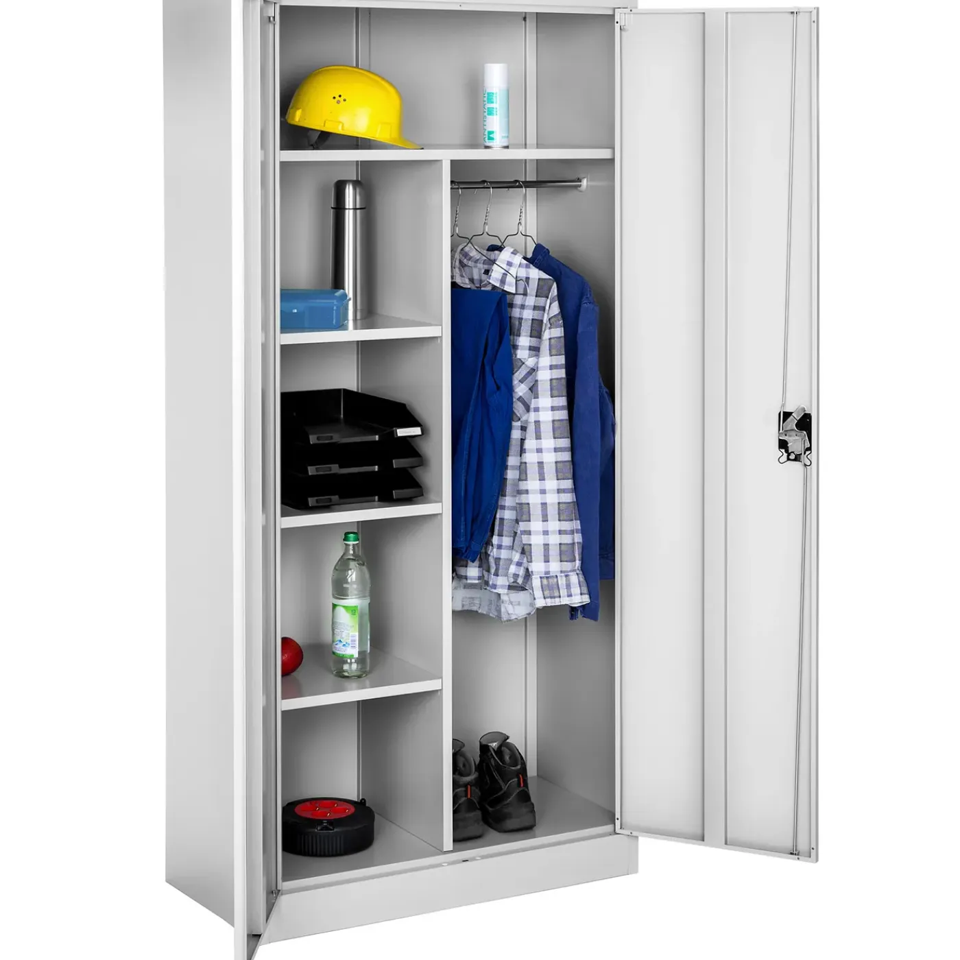Tectake - Lockerkast - Afsluitbaar - 6 Vakken - Grijs - Gepoedercoat - 180x80x40 Cm
