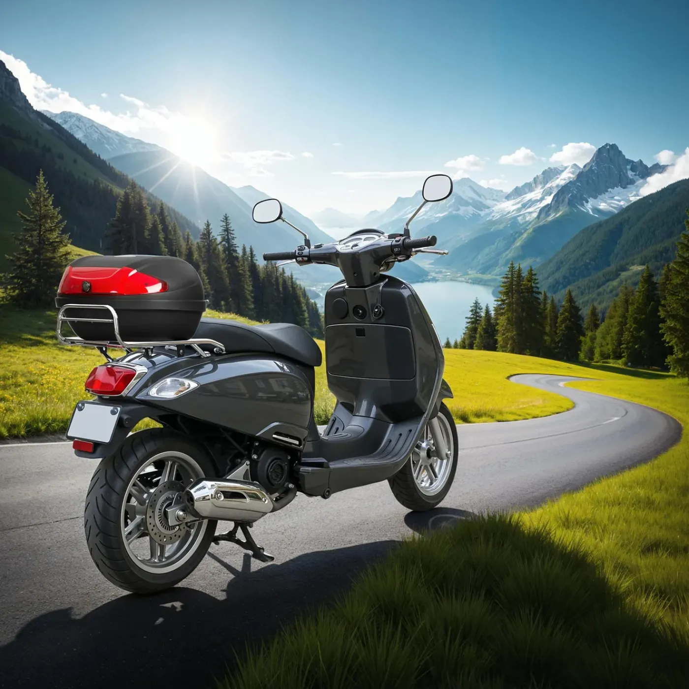 Tectake Motorkoffer Met Reflector - Inhoud Ca. 48 Liter - Zwart