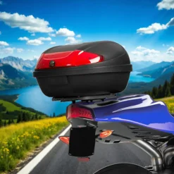 Tectake Motorkoffer Met Reflector - Inhoud Ca. 48 Liter - Zwart