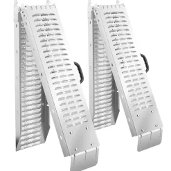 Tectake Oprijplaten - 2-delige Set - Inklapbaar - Antislip - Gegalvaniseerd Staal - Zilver