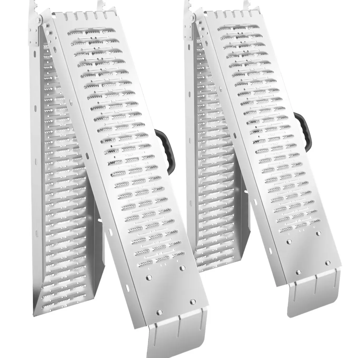 Tectake Oprijplaten - 2-delige Set - Inklapbaar - Antislip - Gegalvaniseerd Staal - Zilver