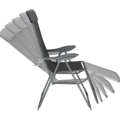 Tectake 2 Opvouwbare Aluminium Tuinstoelen Met Rug- En Voetsteun - Set Van 2 - Antraciet
