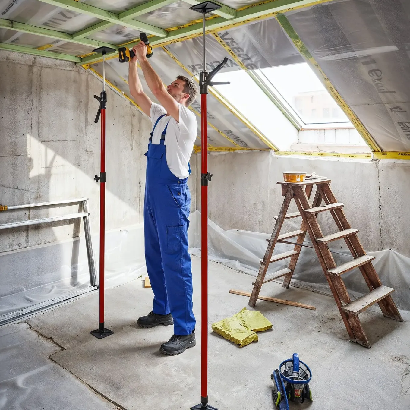 Tectake 4 Plafondsteunen 115-290cm - Rood