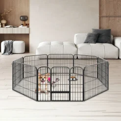 Tectake Puppyren 8-hoekig - 154x154x60 Cm - Grijs