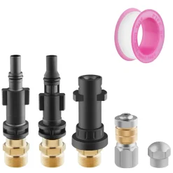 Tectake Rioolreinigingsslang-set Incl. 2 Sproeiers & 3 Adapters - Zwart