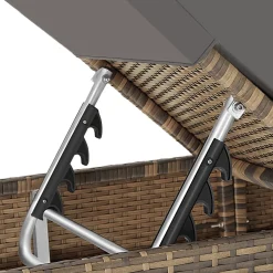 Tectake 2 Rotan Ligstoelen Met Aluminium Frame En Tafel - Inclusief Beschermhoes - Natuur